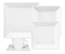 Comprar Set Vajilla Completa Cuadrada Porcelana Blanco Oxford X30 Pz