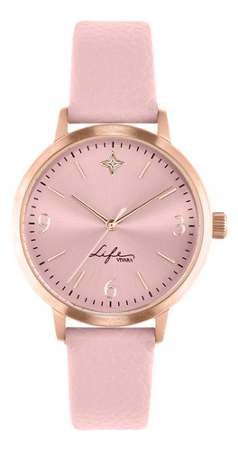 Relógio Life Realizações Feminino Couro Rosa