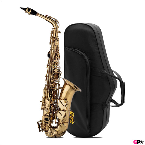 Saxo Alto Premium + Estuche Rigido + Boquilla + Color Dorado