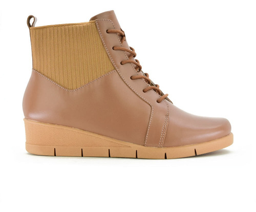 Bota Casual Taco Corrido Usaflex De Cuero Acordonada