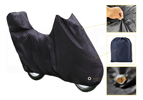 Carpa Pijama Semi-impermeable Para Moto Con Maletero Color Negro