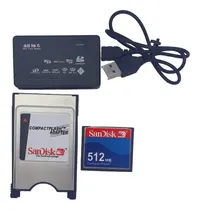 Comprar Adaptador Compact Flash Pcmcia + Cf 512mb Sandisk Leitor Usb