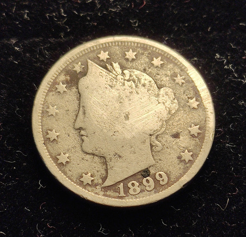 Moneda Liberty Nickel V Cents 1899, 5 Centavos Usa. (Usado)
