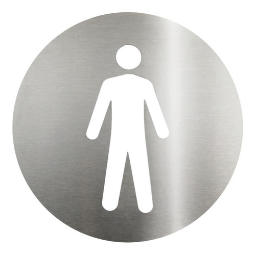 Placa Sinalização Banheiro Masculino Aço Inox 430 Escovado