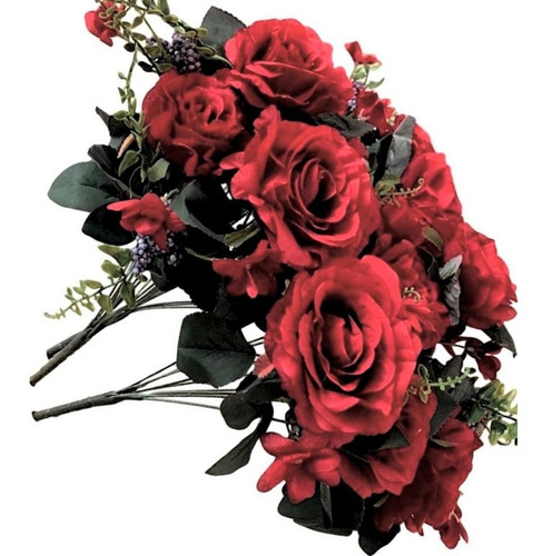 2 Buques De Rosas Flores Artificiais Aparência Realista | Frete grátis