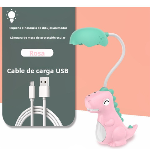 Lámpara De Escritorio Luz Led, Dinosaurio Y Cuidar La Vista Verde Claro