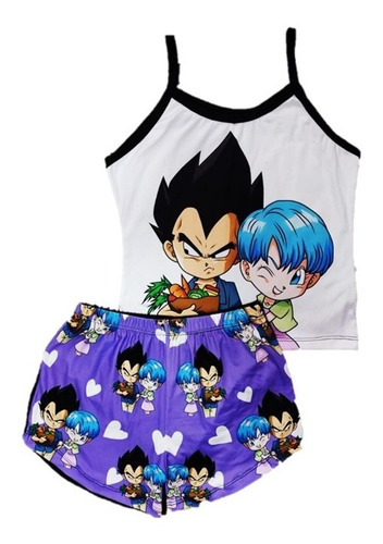 Pijama De Mujer Anime Bulma Y Vegeta Short Y Blusa (ch-m)