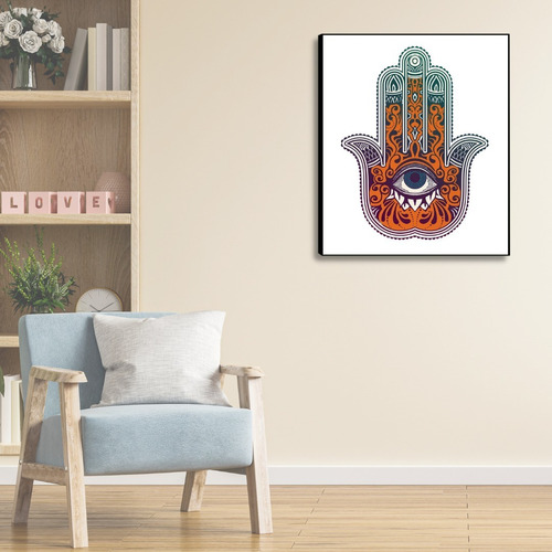 Cuadro Decorativo De Mano De Hamsa O Fátima. 55x65 Cm.