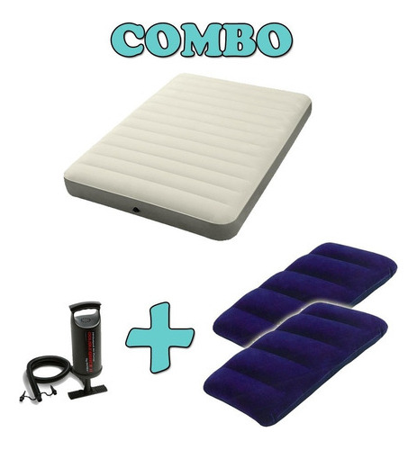 Combo Colchon Grande Inf Camping+2 Almohadas Inf+inflador Mm