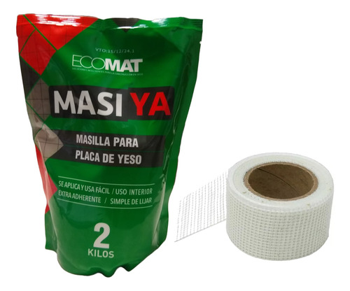 Cinta Tramada 6mts + Masilla 2kg Combo Drywall Ecomat