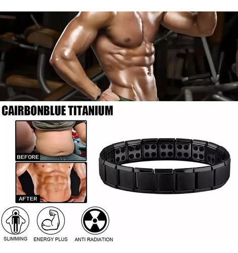Pulsera Magnética, Pulsera De Moda Para Hombres Y Mujeres, Pulsera Para Parejas, Pulsera Terapia De Los Imán Color Negro Moda Diámetro 1.3 Cm Largo 19 Cm
