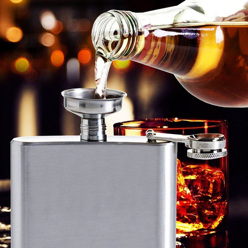 Cantil Metálico De Bolso Vodka Pequeno Inox Bebida Wishy Cor Cantil Porta Bebida Inox 200ML