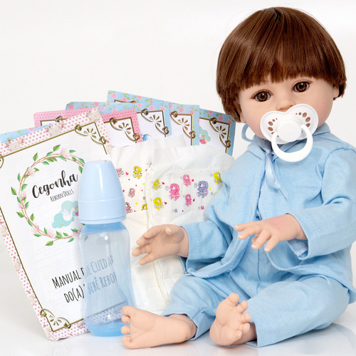 Bebe Reborn Menino Recem Nascido Silicone Com Itens