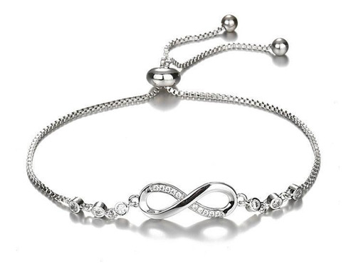 Pulsera Elegante Exquisita De Circonitas Con Patrón Infinito