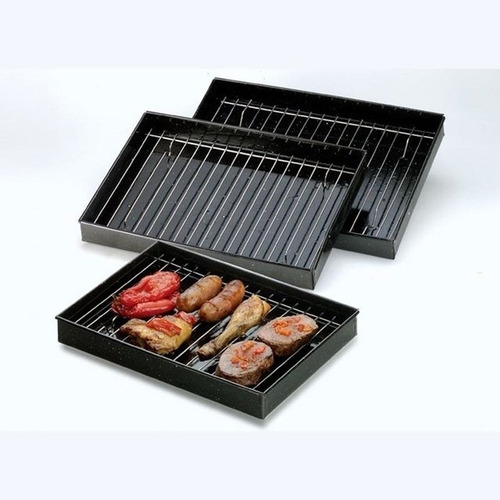 Imagen 2 de 2 de Asadera Enlozada Recta Con Rejilla 28x38 Horno Fuente Asado