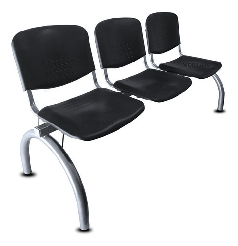 Silla Tandem X3 Asientos Sala Espera Consultorio Caño Gris
