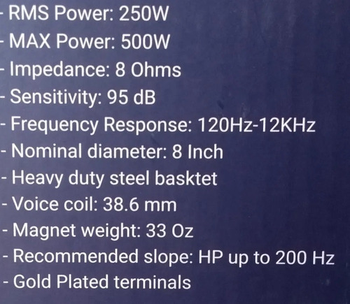 Medio Rango De 8 Open Show Spl 500w Max Audio Labs Adl-8mr2