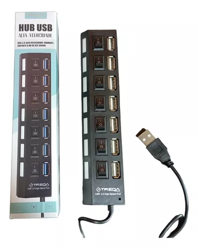 Multipuertos USB 2.0 Interruptor Individual LED 7 puertos HUB – Cómpralo en  casa