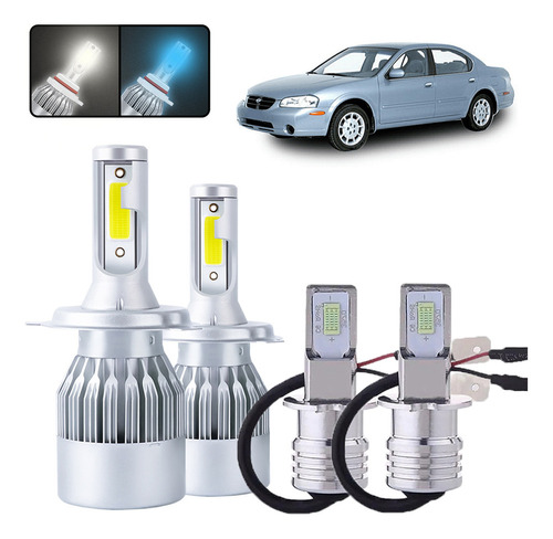 Kit De Focos Led H4 H3 Para Nissan Maxima 1999 2000 2001