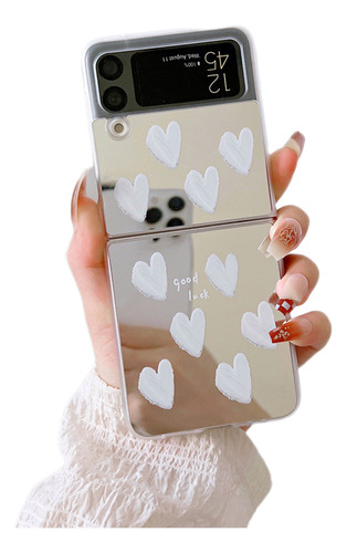 Funda Para Samsung Zflip 3/4/5/6 Case Con Corazón Con Espejo