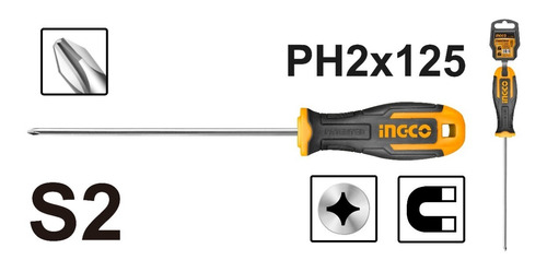 Destornillador Phillips 6x125mm Ingco Hs68ph2125