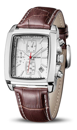 Relógio Masculino Megir 2028 Luxo Quadrado Pulseira De Couro