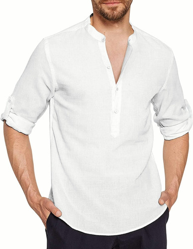 Camisa Lino Hombre Caballero Moda Manta Corte