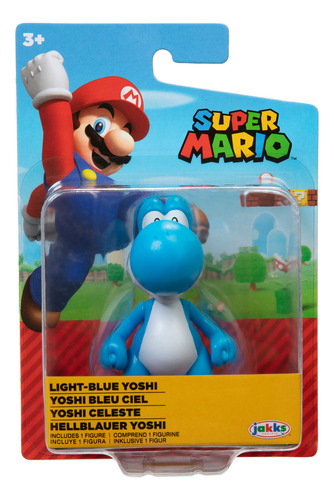 Super Mario Figura De Light Blue Yoshi De 2.5 Pulgadas