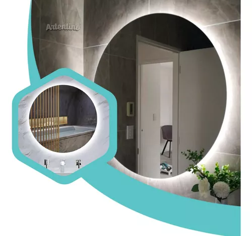 Espejo Redondo Circular 57 Cm Baño Living Iluminado Pulido