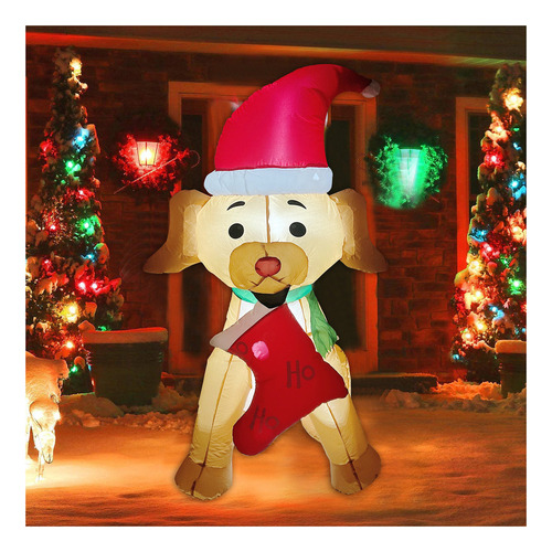Cachorro Inflável De Natal De 1,5 M Com Luzes De Led