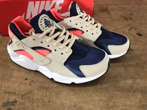 Nike Huarache Zapatilla Mujer Hombre Crema Azul Salmon