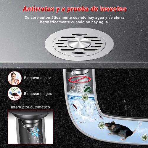 Coladera Baño Acero Inox 304 - Antihormigas Y Antiolores - 2pz, 15cm