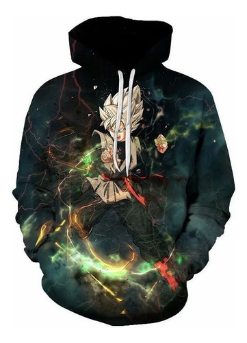 Sudadera 3d Impresión Digital Anime Dragon Ball Negro