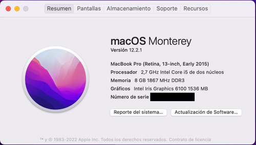 Macbook Pro 13  Retina 2015