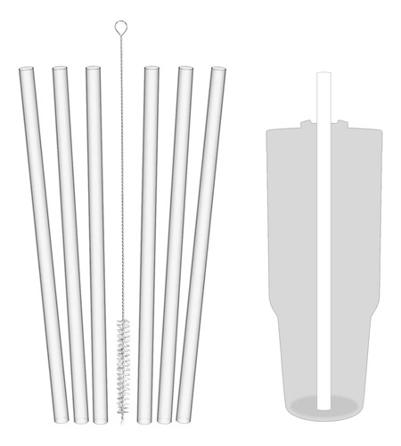 Pajitas De Plástico, 6 Pajitas Reutilizables Con Un Cepillo