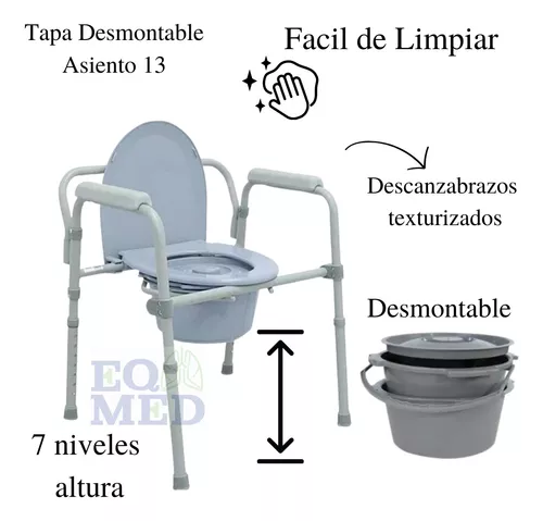 Silla Comodo Aumento Wc Baño Portatil Adulto Plegable – Equipo Médico DF Mx