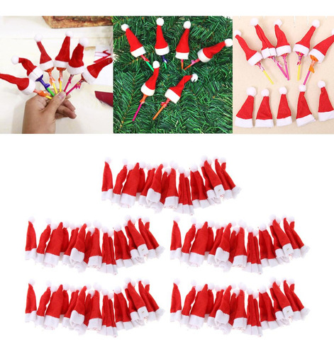 Tf 100pcs / Pack Santa Claus Sombrero Cap Wrap Decoración De