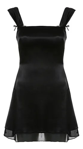 Vestidos Góticos Negros Sin Mangas Con Cuello Cuadrado