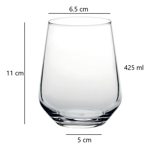 Vaso Dof Allegra 425 Ml Vidrio Pasabahce Color Transparente
