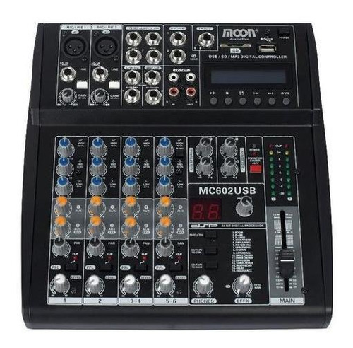 Consola Mixer Moon Mc602usb 6 Canales Usb Sd 16 Efectos