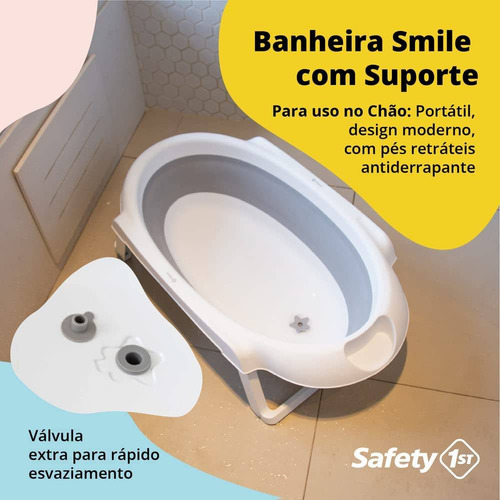 Banheira Portátil De Bebê Com Suporte Smile Pink Safety 1st