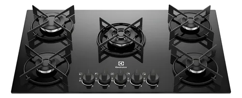 Cooktop 5 Bocas Gás Electrolux Mesa de Vidro Efficient Tripla Chama e Grade Aço Fosco (KE5GT) Bivolt