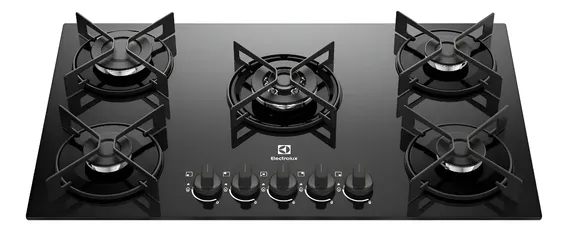 Cooktop 5 Bocas Gás Electrolux Mesa de Vidro Efficient Tripla Chama e Grade Aço Fosco (KE5GT) Bivolt