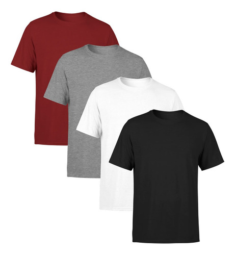 Kit 4 Camiseta Masculina Lisa Algodão Qualidade