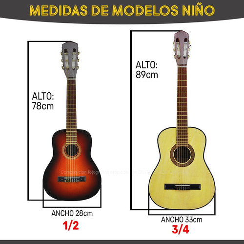 Imagen 2 de 10 de Guitarra Electro Criolla Niño Mini + Funda + Pua + Colores +