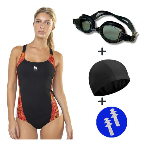 Combo Malla Natación Deportiva Quickly® Antiparras + Gorro