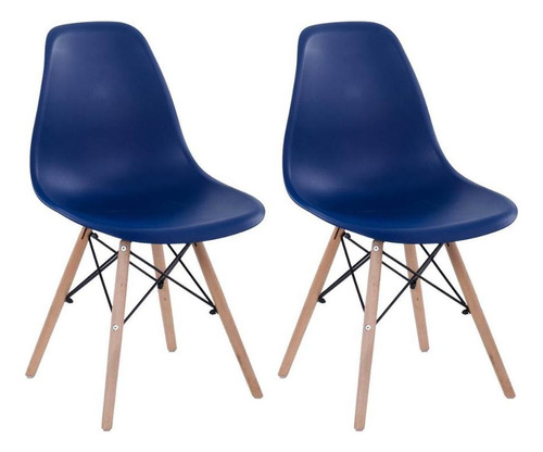 Kit 2 Cadeiras Charles Eames Wood Eiffel Dsw  Cor da estrutura da cadeira Azul bic