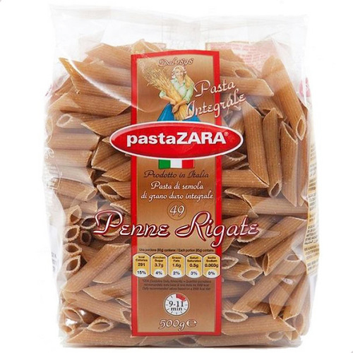 Imagen 1 de 7 de Fideos Penne Rigate Integral N°49 Pasta Zara - Origen Italia