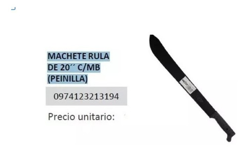 Machete Rula De 20´´ C/mb (peinilla) Metco