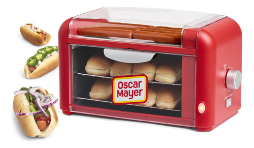 Horno Tostador Extra Grande Para 8 Perros Calientes Y Salchi Rojo